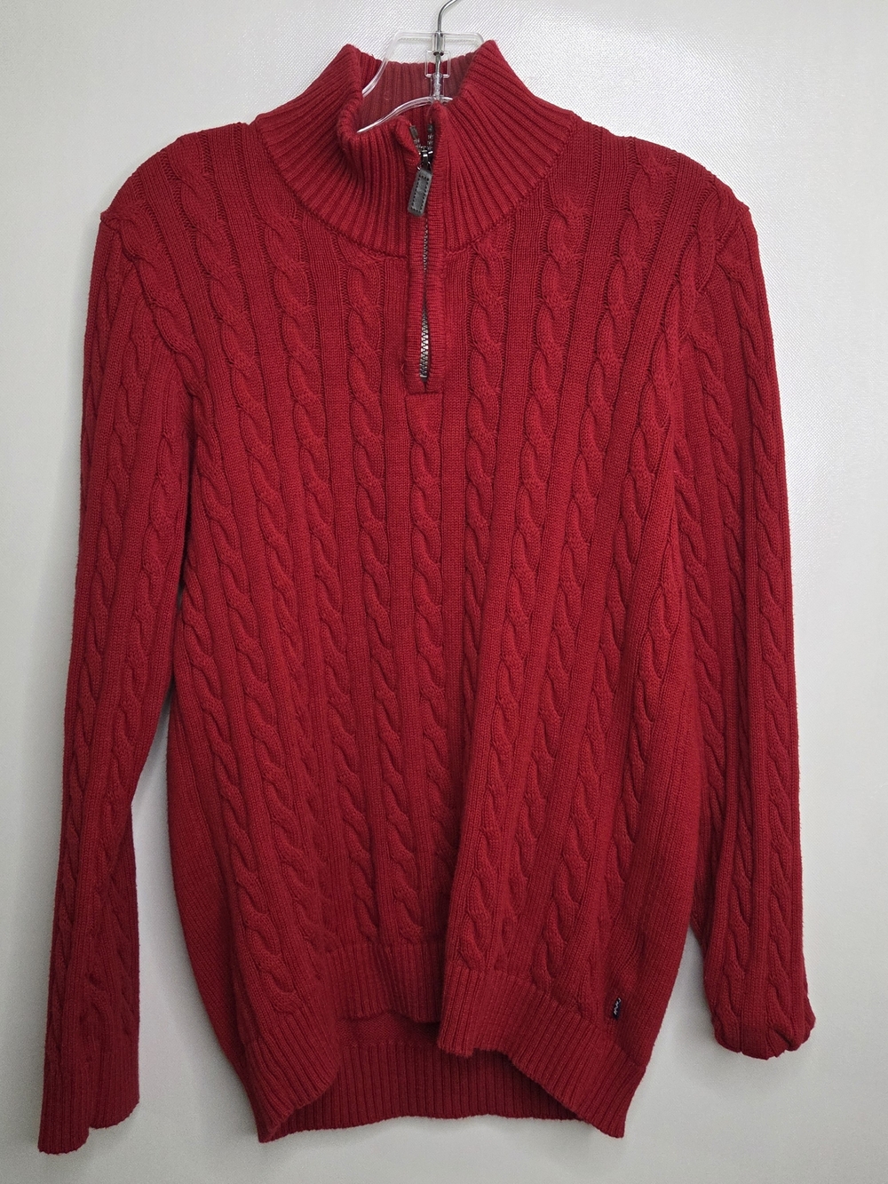 Izod Boys's XL Red Cable-Knit Quarter-Zip Sweater 18/20